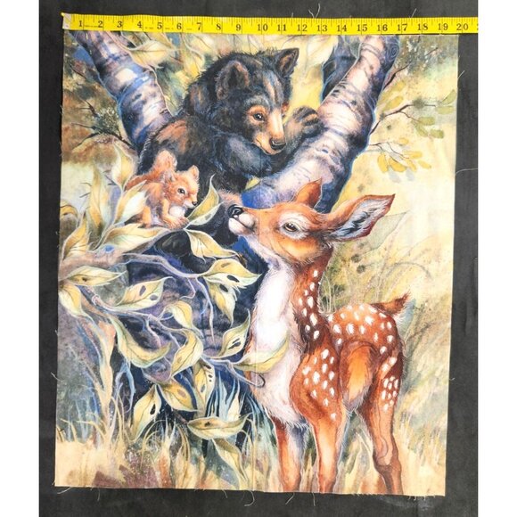 North American Wildlife Fabric Panel By Robert Kaufman Deer Bears 20x23 Inches C - Picture 10 of 10